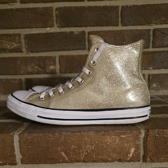 Converse Shoes - Converse All Star Shoes Glitter Sparkle GOLD Women’s 10‎ Hi Tops